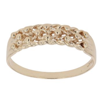 9ct Yellow Gold Two Row Keeper Ring