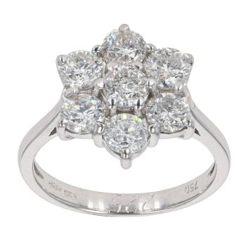 18ct White Gold 2.25ct Diamond Cluster Ring