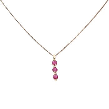 14ct Yellow Gold 0.04ct Brilliant Cut Diamond and Ruby Pendant and Chain 18"