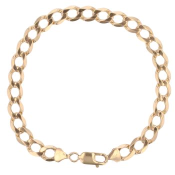 9ct Yellow Gold Flat Plain Curb Bracelet 10"