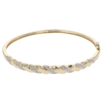 9ct Yellow Gold 0.15ct Brilliant Cut Diamond Bangle