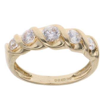 14ct Yellow Gold Cubic Zirconia Five Stone Ring