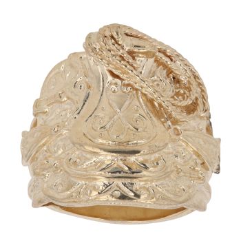 9ct Yellow Gold Patterned Saddle Ring