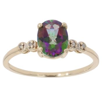 9ct Yellow Gold 0.05ct Diamond and Mystic Topaz Ring