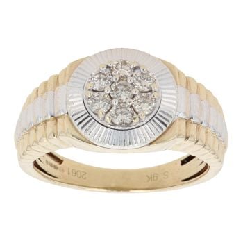 9ct Yellow and White Gold 0.50ct Diamond Signet Ring