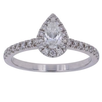 18ct White Gold 0.69ct Pear and Brilliant Cut Diamond Cluster Ring