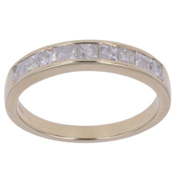 9ct Yellow Gold 0.80ct Princess Cut Diamond Half Eternity Ring