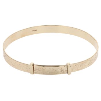 9ct Yellow Gold Patterned Expanding Bangle