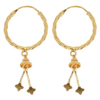 22ct Yellow Gold Dropper Hoop Earrings