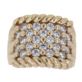 9ct Yellow Gold Cubic Zirconia Five Row Keeper Ring