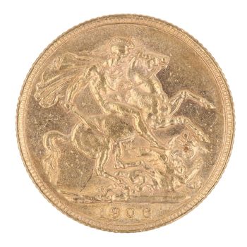 1906 Edward VII Large Head UK Full Sovereign Coin