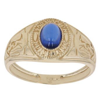 9ct Yellow Gold Blue Gemstone College Ring