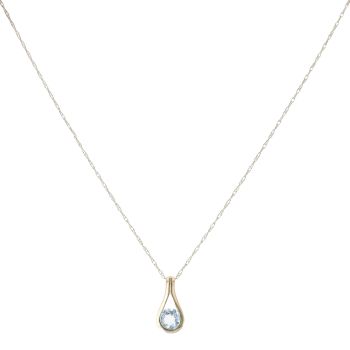 9ct Yellow Gold Aquamarine Solitaire Pendant and Chain 18"