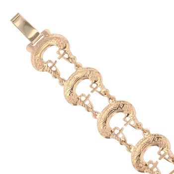 9ct Yellow Gold Patterned Stirrup Fancy Bracelet 7.5"