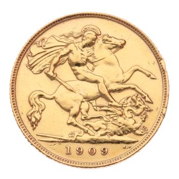 1909 Edward VII Large Head UK Half Sovereign Coin