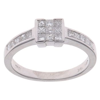 18ct White Gold 0.50ct Brilliant Cut Diamond Cluster Ring