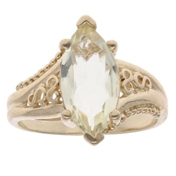 9ct Yellow Gold Praseolite Marquise Solitaire Ring
