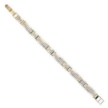 9ct Yellow Gold Cubic Zirconia Fancy Bar Bracelet 7.5"