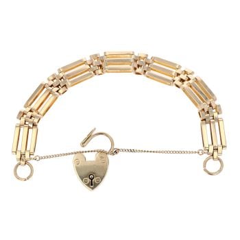 9ct Yellow Gold Gate Heart Bracelet 7"