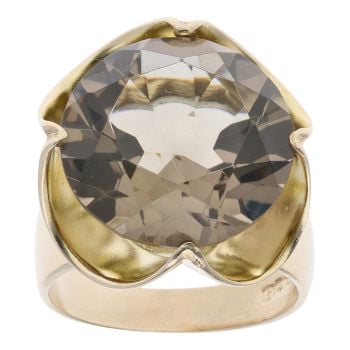 9ct Yellow Gold Smoky Quartz Single Stone Ring