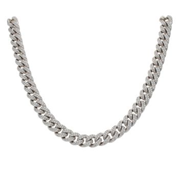 9ct White Gold 13.00ct Brilliant Cut Diamond Curb Chain 22"