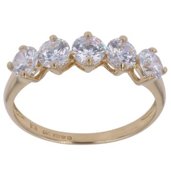 18ct Yellow Gold Cubic Zirconia Five Stone Ring