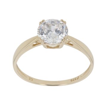 9ct Yellow Gold Cubic Zirconia Single Stone Ring