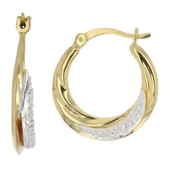 Gold Plated Silver Cubic Zirconia Two Tone Creole Earrings