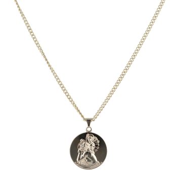 9ct Yellow Gold St Christopher Pendant and Chain 24"