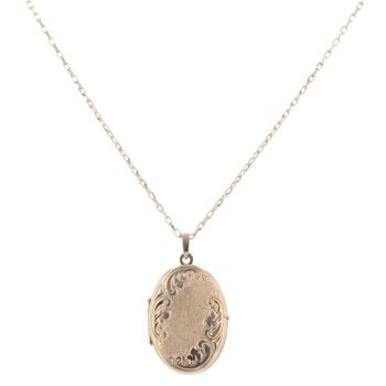 9ct Yellow Gold Patterned Locket Pendant and Chain 20"