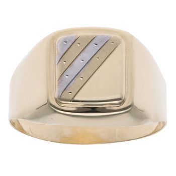 14ct Yellow and White Gold Square Signet Ring