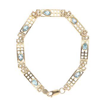 9ct Yellow Gold Blue Gemstone Bracelet 7.5"