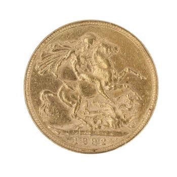 1892 Victoria Jubilee Head UK Full Sovereign Coin
