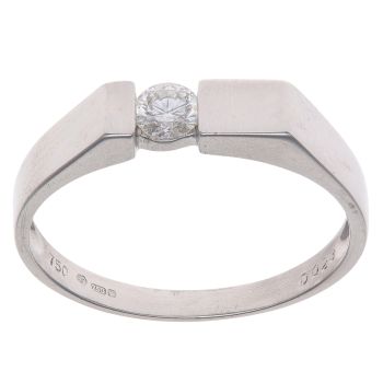 18ct White Gold 0.23ct Diamond Solitaire Signet Ring