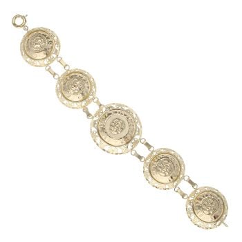 14ct Yellow Gold Fancy Lion Bracelet 8.5"