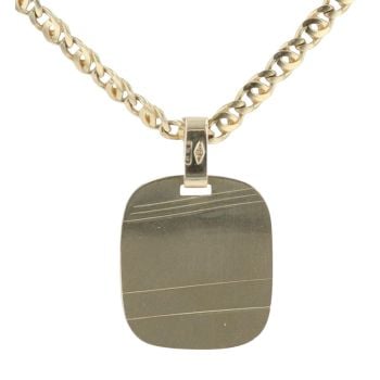 18ct Yellow Gold Patterned Square Pendant And Chain 24"