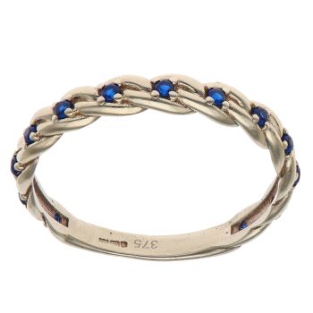 9ct Yellow Gold Created Sapphire Fancy Ring