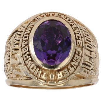 9ct Yellow Gold Amethyst College Ring