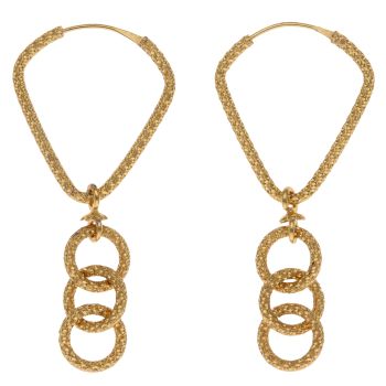 22ct Yellow Gold Infinity Dropper Hoop Earrings