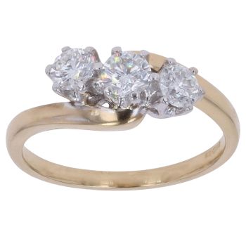 18ct Yellow Gold 1.00ct Brilliant Cut Diamond Trilogy Ring
