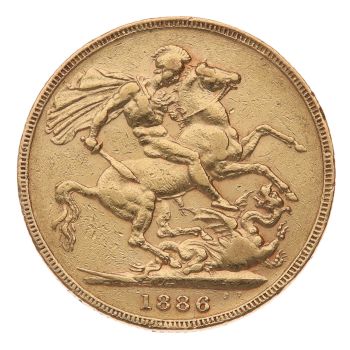 1886 Victoria Young Head UK Full Sovereign Coin
