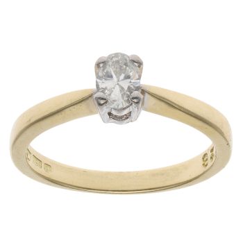 18ct Yellow Gold 0.28ct Oval Cut Diamond Solitaire Ring
