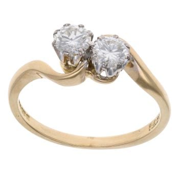 18ct Yellow Gold 0.65ct Brilliant Cut Diamond Two Stone Ring