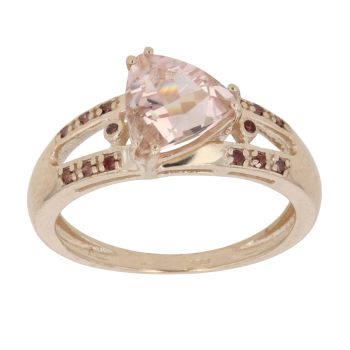 9ct Yellow Gold Rose Quartz and Garnet Fancy Ring