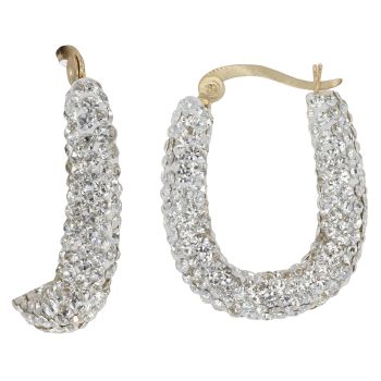 9ct Yellow Gold Medium Crystal Hoop Earrings