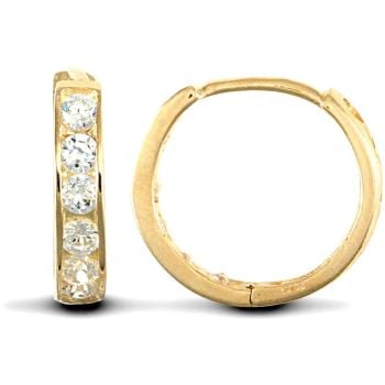 9ct Yellow Gold Huggie Earrings with Cubic Zirconia Stones