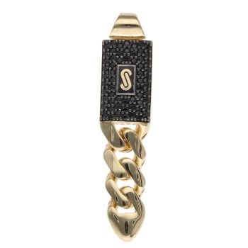 14ct Yellow Gold Monaco Classic Black Cubic Zirconia Pave Pendant