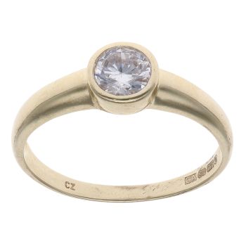 9ct Yellow Gold Cubic Zirconia Single Stone Ring
