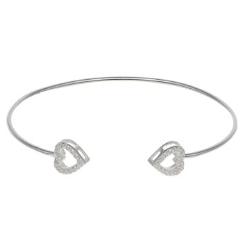 Silver Childrens Heart Torque Bangle