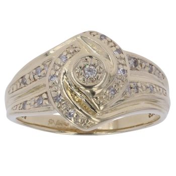 9ct Yellow Gold 0.10ct Diamond Fancy Ring